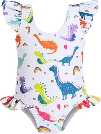 YOUNGER TREE Toddler Baby Girls Swimsuit Infant One Piece Bathing Suits Cute Dinosaur Beach Wear Sunsuit Ruffle Swimwear