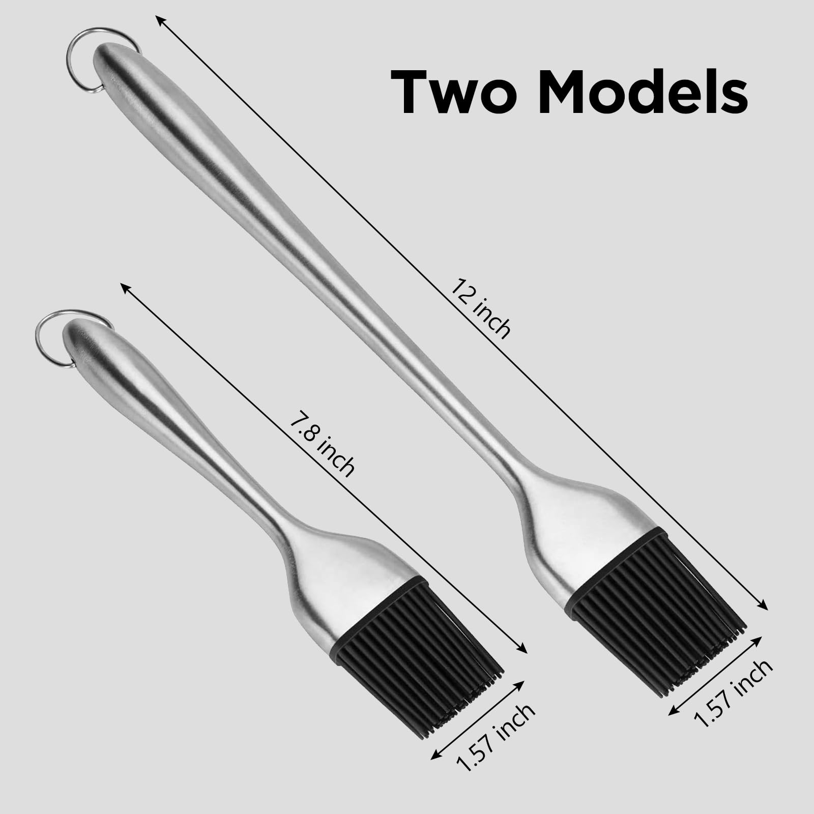 Stainless steel hollow handle silicone grill brush, can be used for grilling, baking, cooking, pickling, pastries. Heat-resistant kitchen silicone brush.?2pcs?