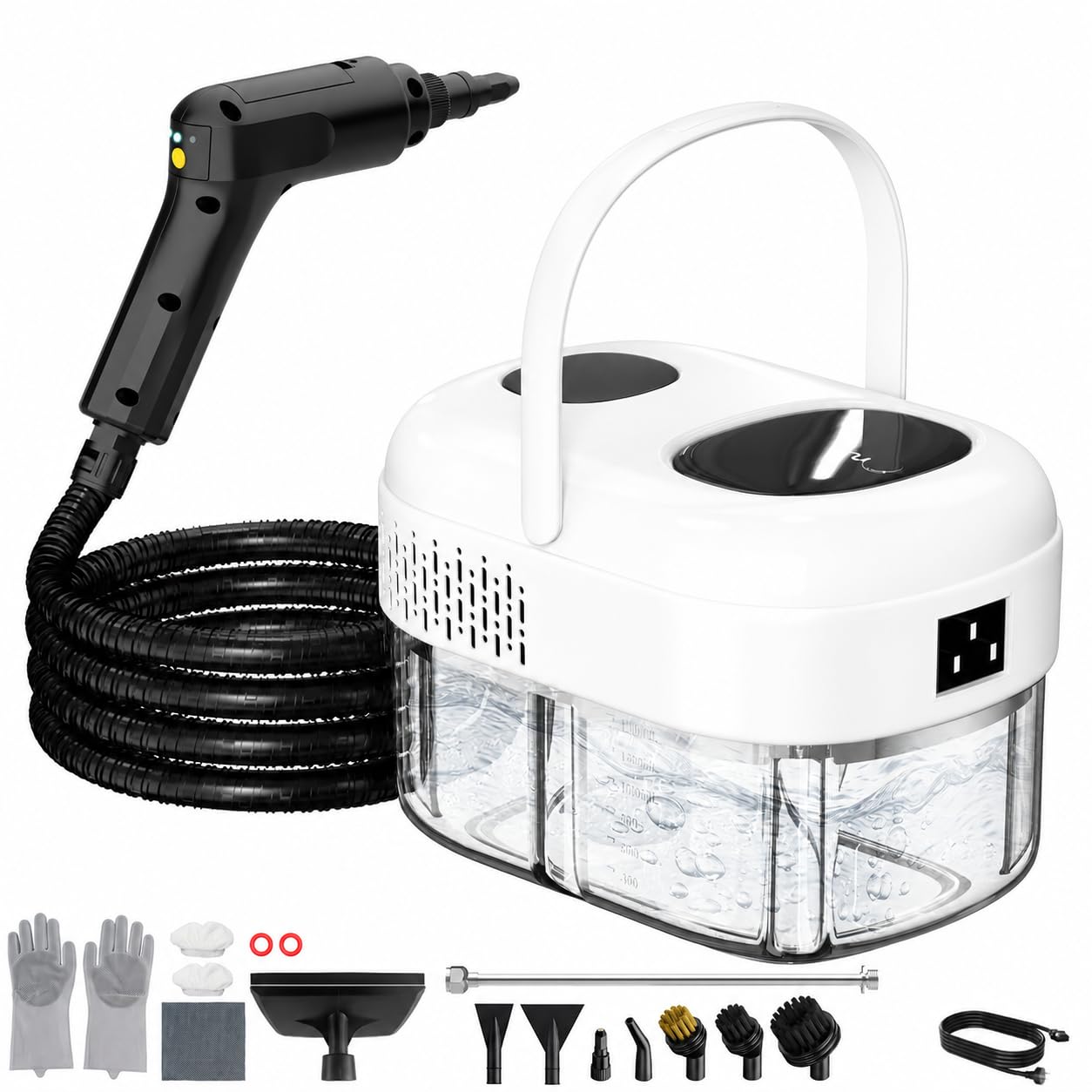 Mixoo 2500W High Pressure Steam Cleaner, White, 1.4L, 15s Heat-Up