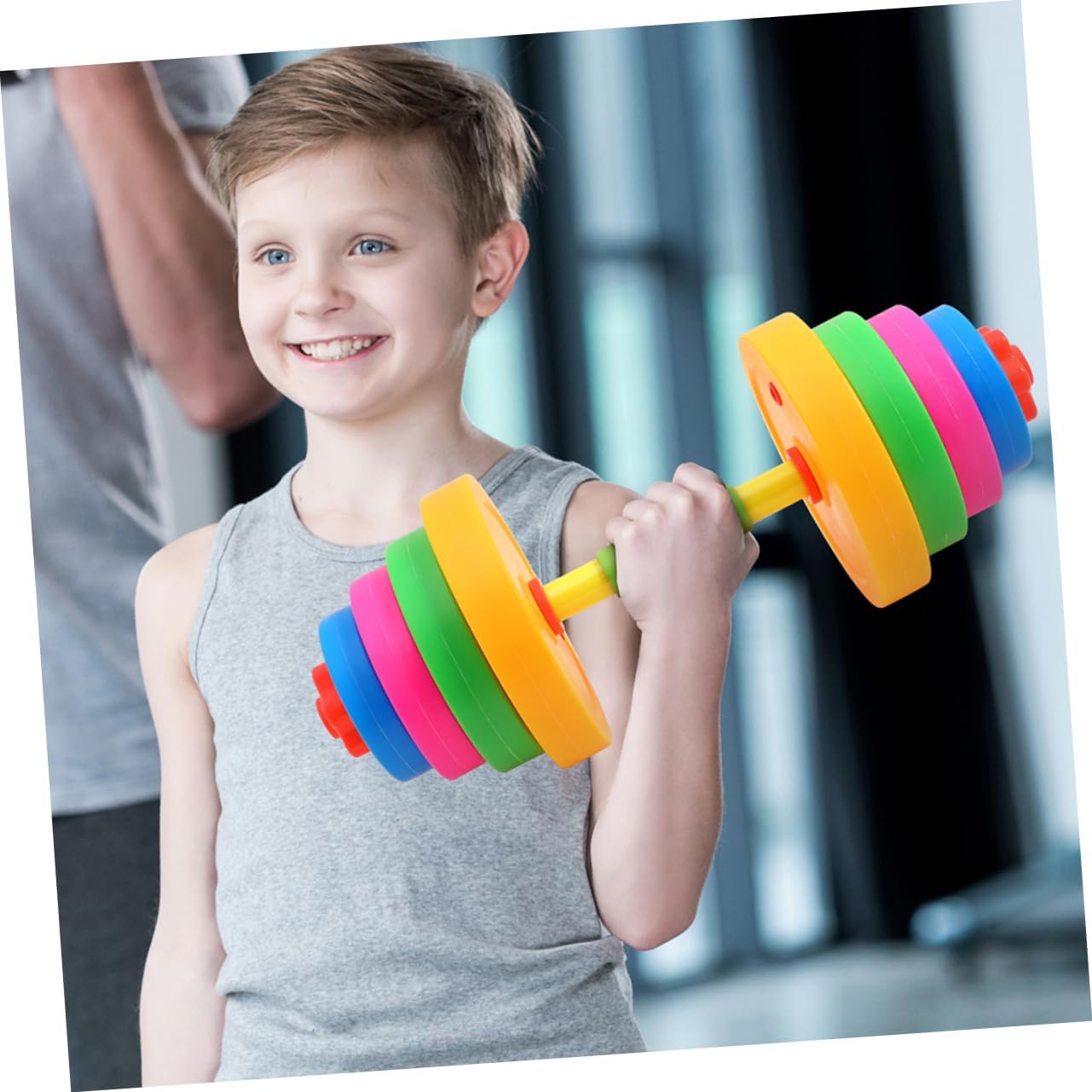 HANABASS Adjustable Dumbbell and Barbell for Boy Girl Water-filled Weight Training Toy for Early Arm Exercise Fun Gymnastics Equipment for Kindergarten Boys and Girls