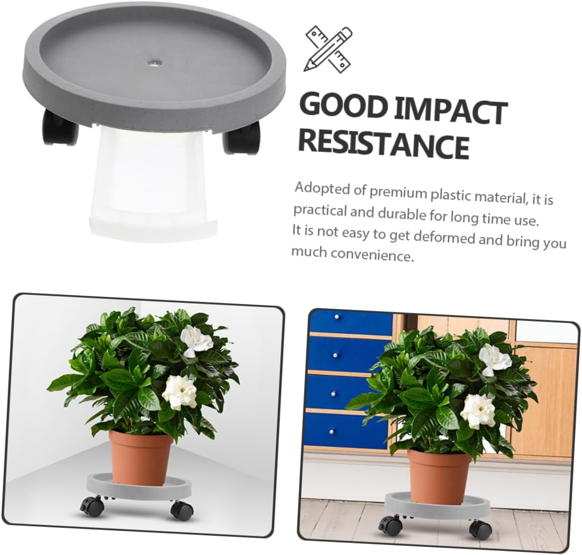 Creative Flowerpot Tray with Water Tray Mobile Plant Pot Saucer for Use Easy to Clean Keeps Floor Tidy for Plants