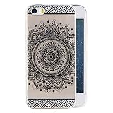 HQ CLOUD® Coque Étui Transparent en TPU Silicone pour IPHONE 5C Fleur Noir