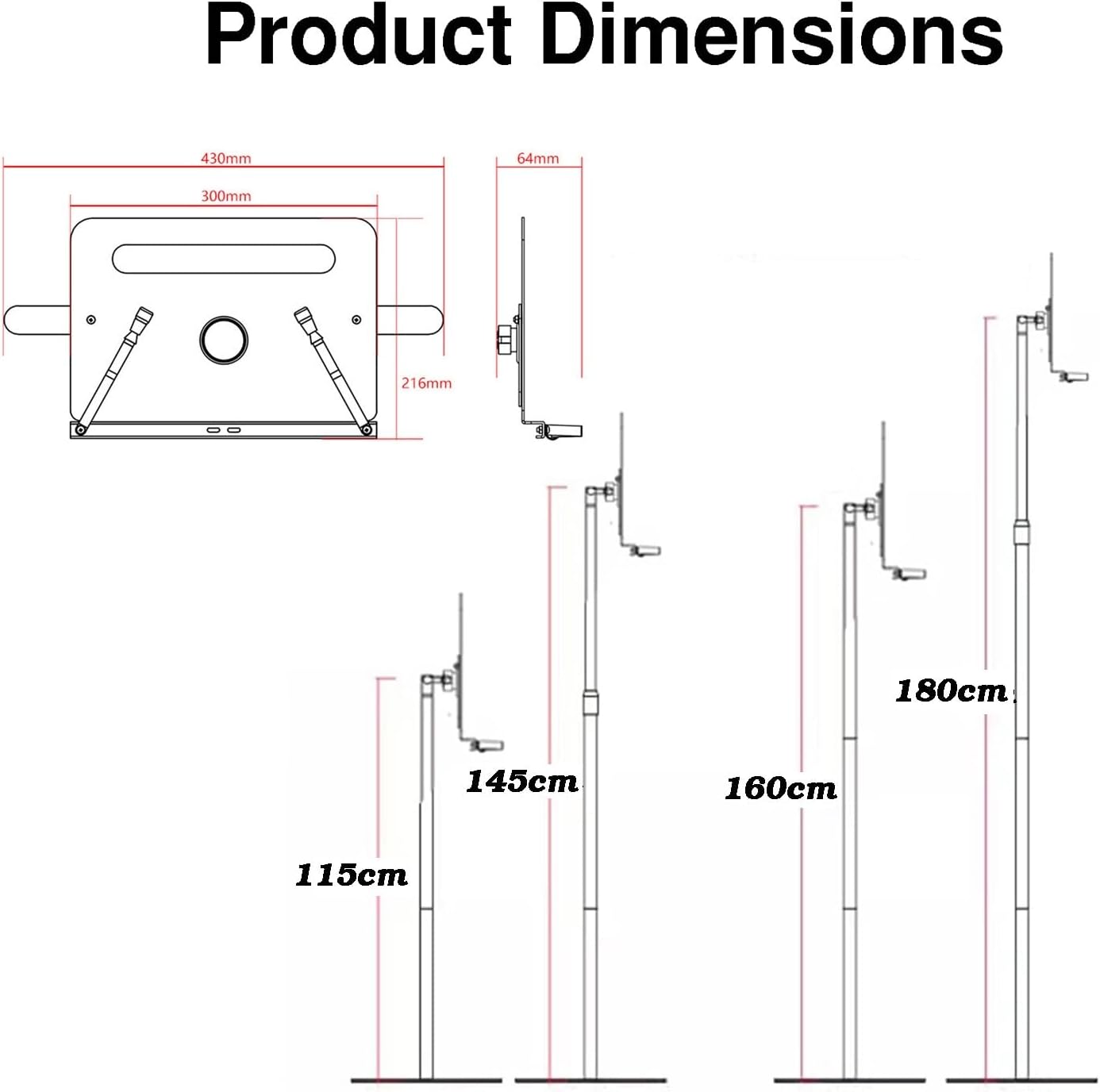 ページクリップ付きフロアリーディングスタンド、頑丈な鉄製ブックホルダー、高さ調節可能な表彰台スタンド、耐荷重5kg 学校会社講堂用(