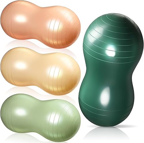 Miniatura 1 de Libima Pelota de cacahuete inflable de 34 x 16 pulgadas para embarazo, yoga, ejercicio, pelota de rebote, equilibrio deportivo, estabilidad,