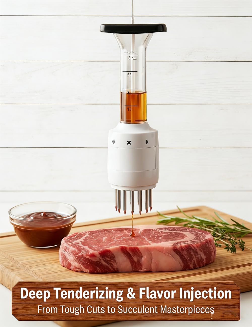 Sauce Injector Meat Tenderizer, Stainless Steel Meat Marinade Injector - Seasoning Injector Marinade Injector for BBQ Beef Chicken, Flavor Tenderizer Syringe for Poultry Cooking (2Pcs)