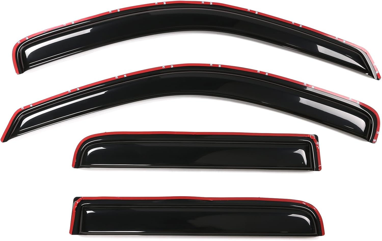 IKON MOTORSPORTS, in Channel Window Visor Compatible with 2000-2004 Dodge Dakota Crew Cab, Slim Style Acrylic Smoke Tinted Rain Guards Shade Side Window Wind Deflector