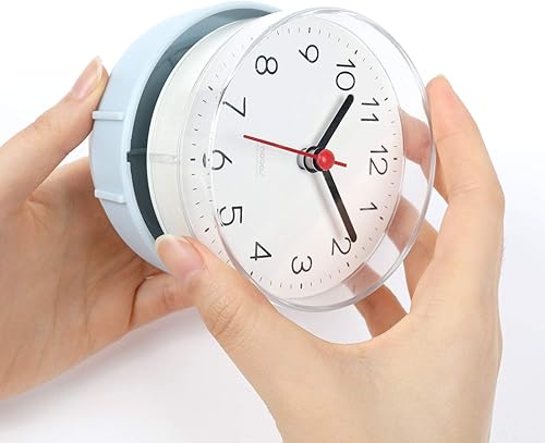 Miniatura 4 de Mooas Reloj de baño silencioso impermeable de 2 vías, reloj de ducha, reloj de pared, silencioso sin tictac, funciona con pilas, reloj de pared con