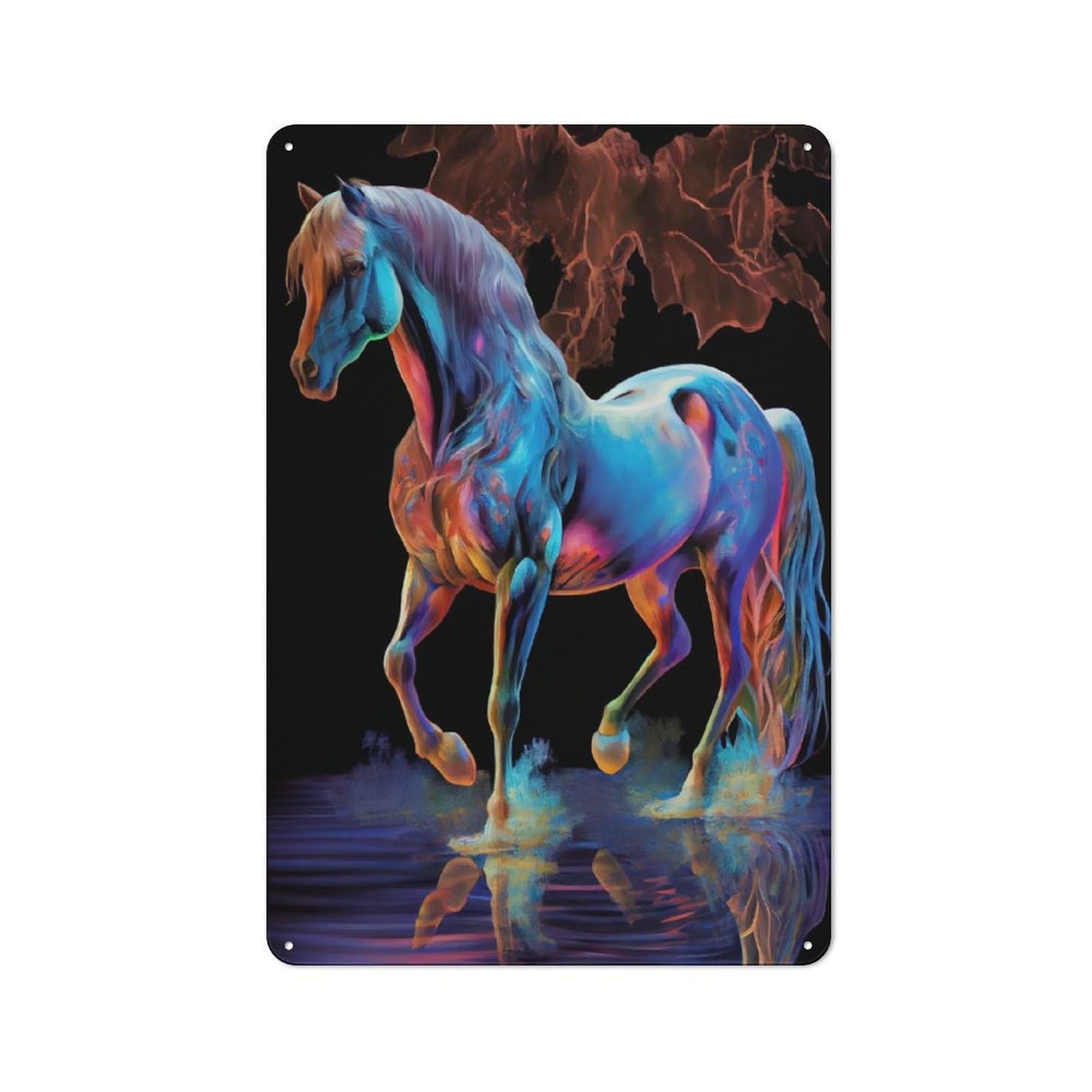 Junmoney Farm Horse Oil Paint Tin Wall Plaque 30X20cm With For Studio Or Craft Room, For Cooler-Season Styling In Studio And Craft Room
