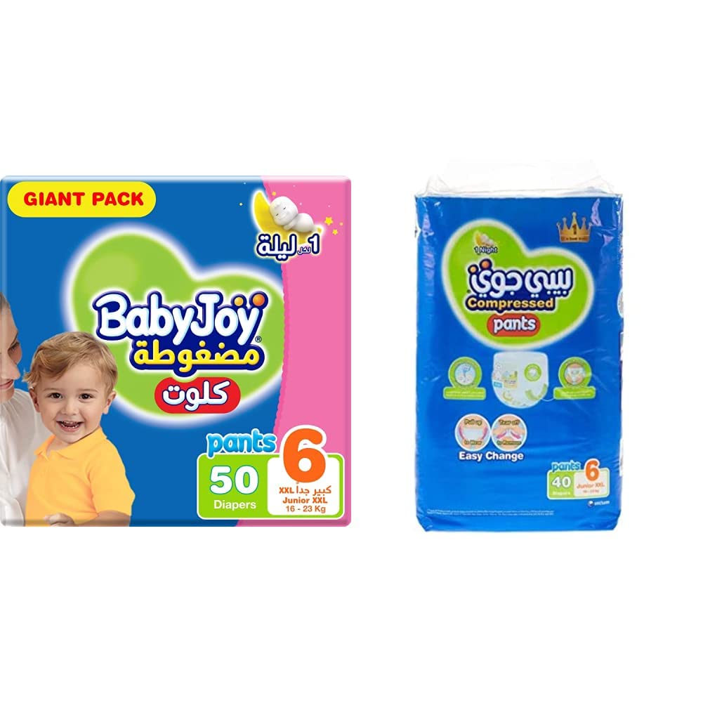 Cullotte Diaper Pants, Giant Pack Junior XXL Size 6, Count 50, 16-23 Kg & Cullotte Pants Diaper, Mega Pack Junior XXL Size 6, Count 40, 16+ Kg