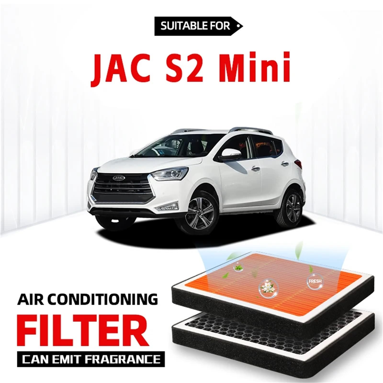 filtr pyłkowy z węglem aktywnym Pasuje do filtra kabinowego JAC S2 Mini Filtr powietrza Filtr klimatyzacji z węglem aktywnym z zapachem do oczyszczania kabiny samochodu