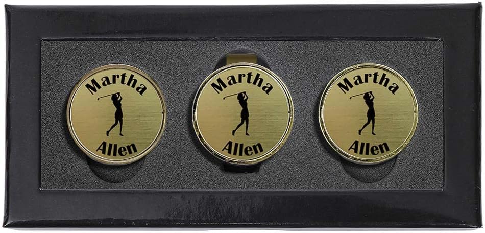 Personalized Hat Clip Golf Ball Marker Set | 3 Finishes - Brass, Pewter and White | 9 Engraving Styles | Monogram, Initials or Custom Text