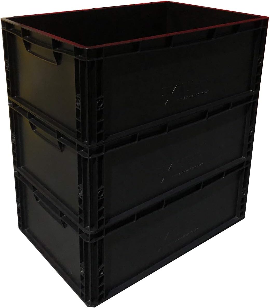 Pack of 3 x 45 Litre Auer Packaging Industrial Plastic Stacking Euro Storage Containers Boxes Crates Black