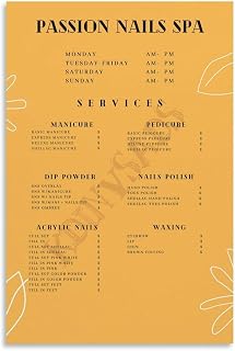 Beauty Salon Price List Poster Nail Grooming Services Menu Wall Deco (3) Canvas Painting Posters And Prints Wall Art for Living Room Bedroom Decor 08x12inch(20x30cm)