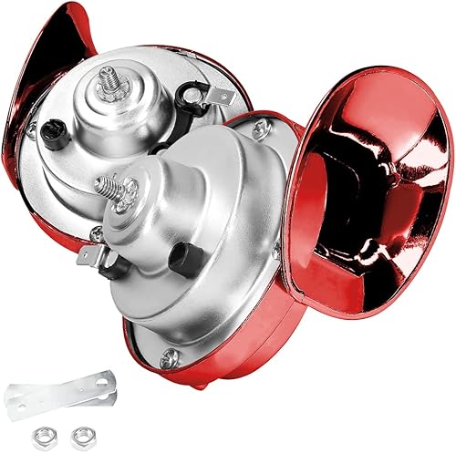 Vista 22 de 2 bocinas de tren súper ruidosas, caracol eléctrico de aire para automóvil, doble bocina, kit de repuesto de bocinas de aire impermeables de 12 V