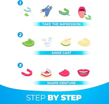 DIY Dentures, Customizable Kit with 12 Pieces, Simple to Use. Home Denture Solution for an Ideal Smile
