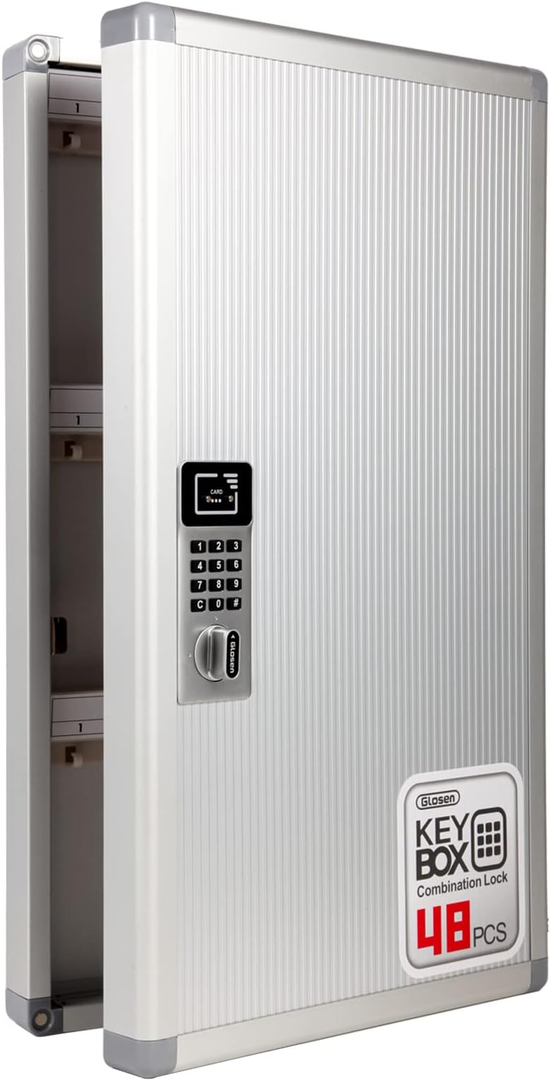 Key Organizer Lock Box with Combination Lock, Key Box Wall Mount with Code Lock and Key Tag for House Keys Outdoor Key Cabinet 10.82 * 2.55 * 18.9 Inch 【48 Slots】