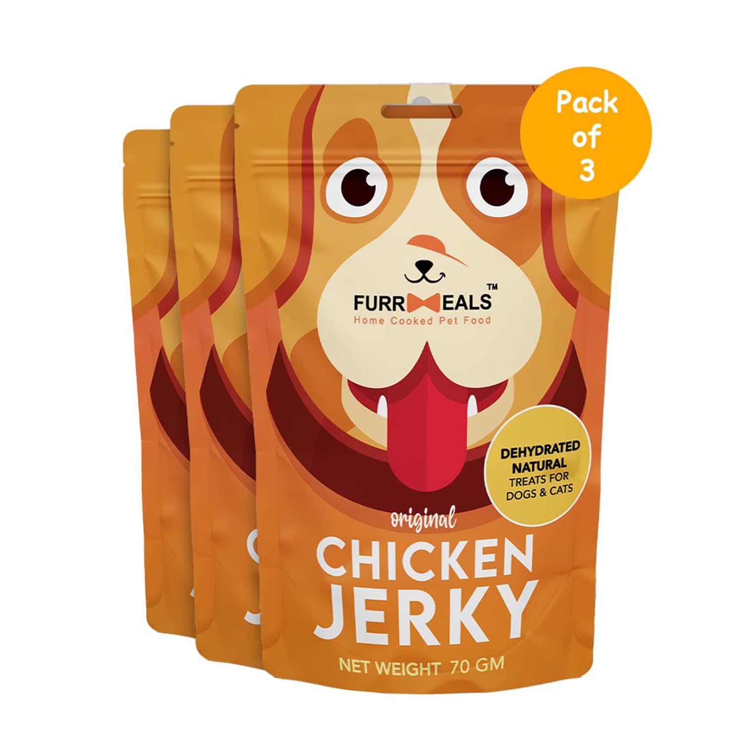 FurrMeals Original Chicken Jerky | High Protein Low Fat | Natural Treat for Dogs & Cats | Zero Preservative Human Grade Dog Treat | Pack of 3 x 70gm (B0BD6JS1NM) Amazon Price History, Amazon Price Tracker