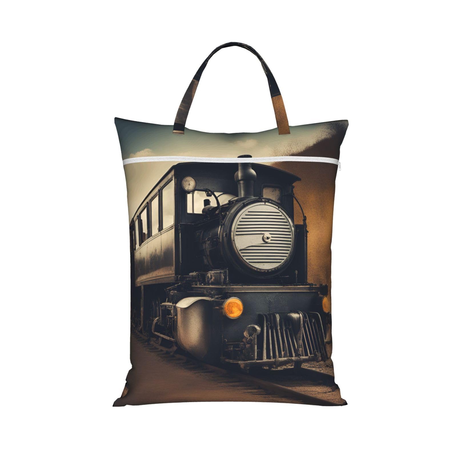 Locomotive Print Travel Laundry Bag Foldable Lightweight Camping Beach Dorm Weekend Getaways