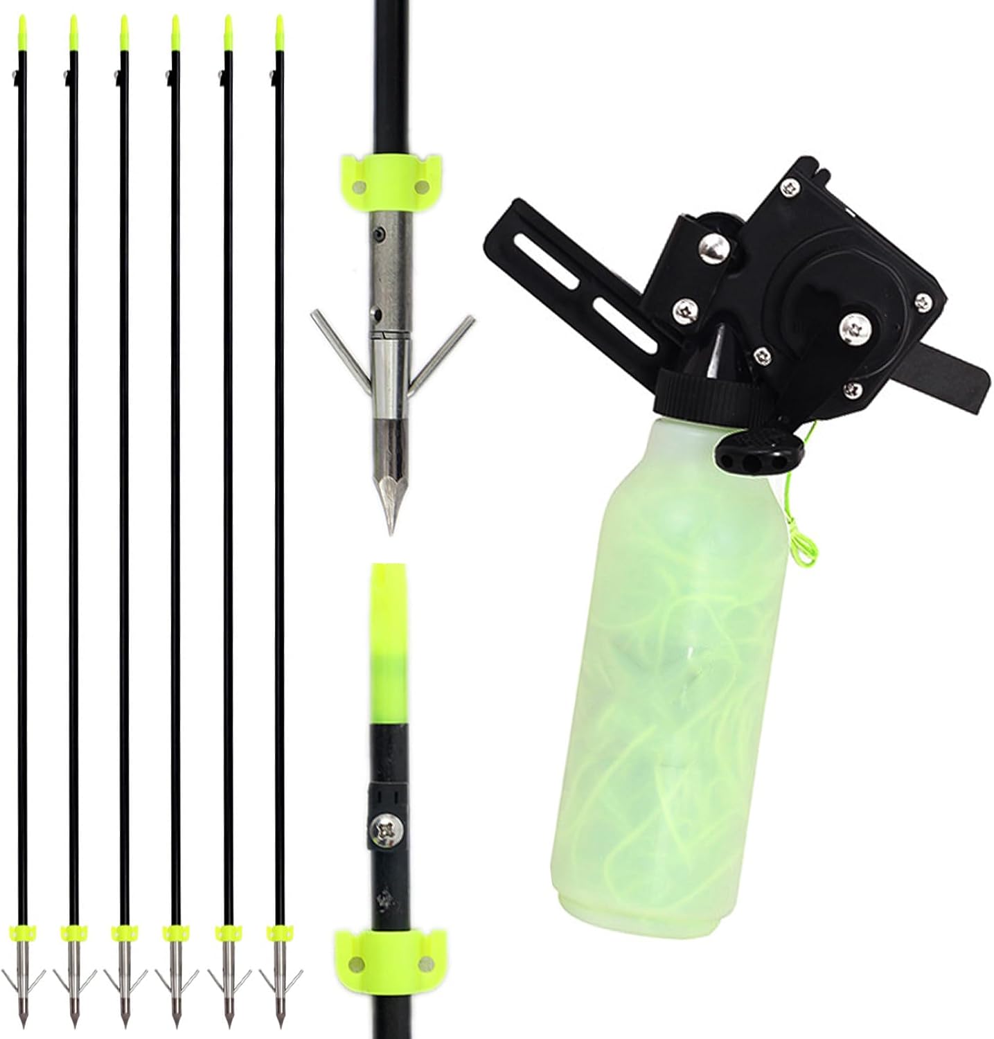 Bow Fishing Reel Kit with Arrows Set - Bowfishing Tool Accessories for Compound & Recurve Bows