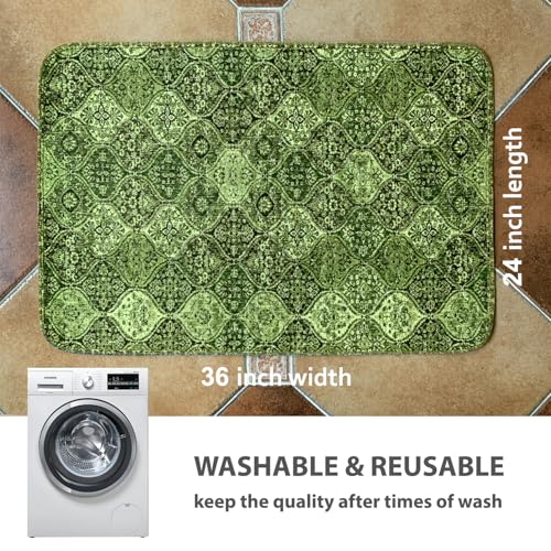 Image of nunubaby Washable Pee Pads for Dogs, Stylish, Non-Slip and Leak-Proof Pee Pads. Reusable Potty Pads for Dogs for Crates and Floors.(Green /Multi,24 inch x36 inch )