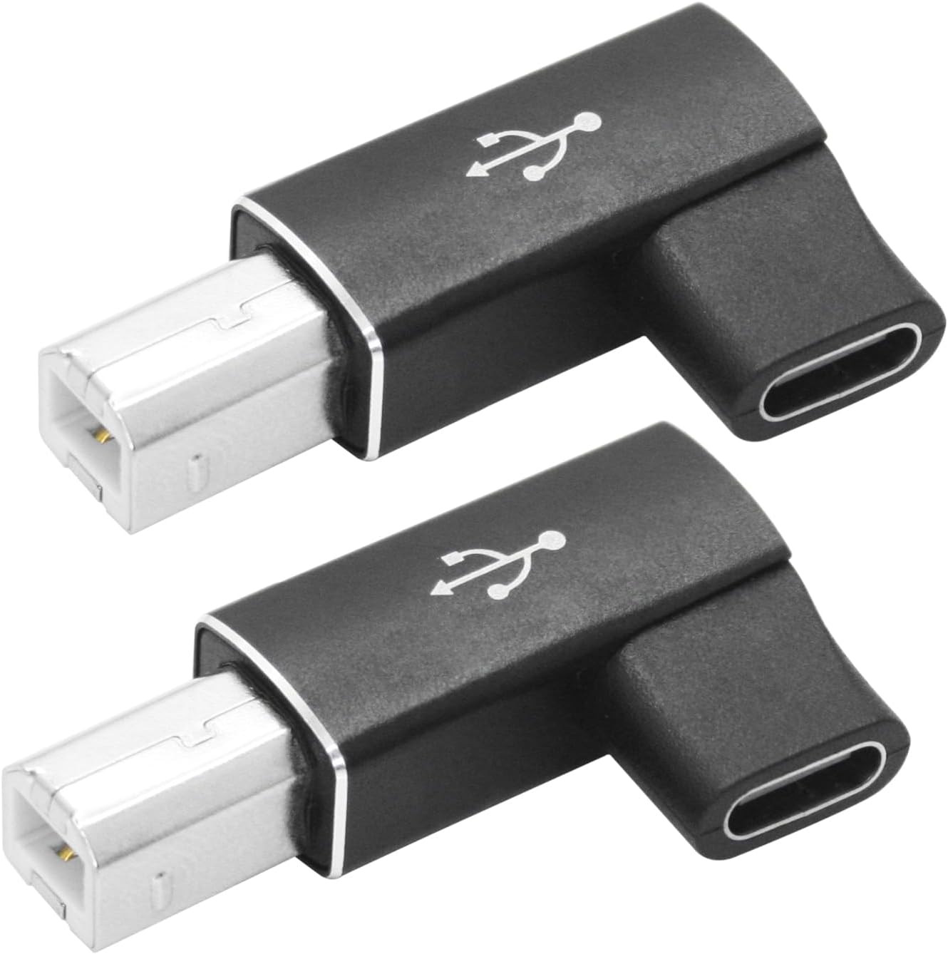 2Pcs 90 Degree USB C Female to USB B Male Adapter, USB Type C to MIDI Converter Support 480Mbps Data Transfer, for with Printer, Electric Piano, Laptops and More Devices