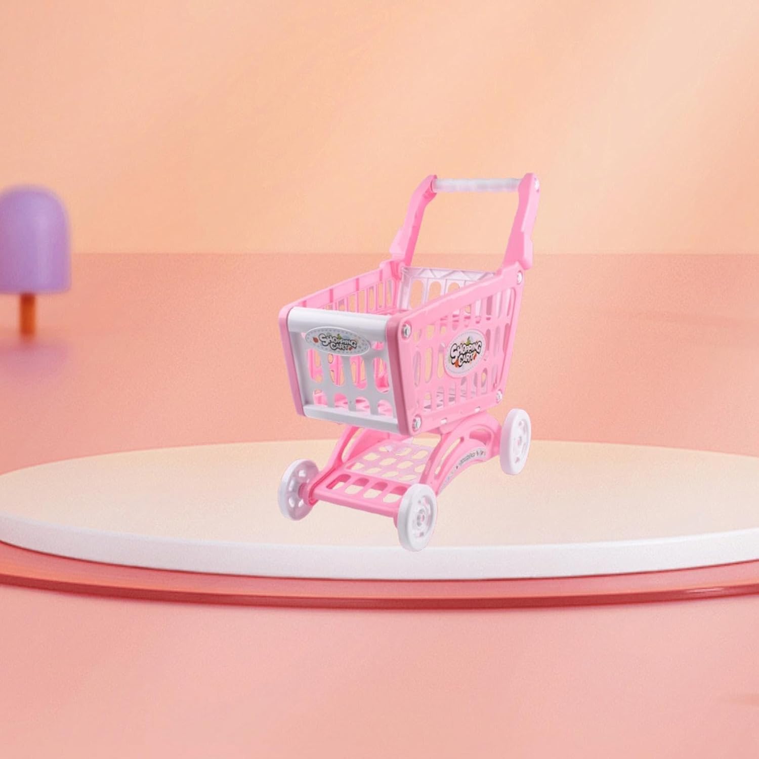 Children's Grocery Cart Toy for Interactive Play, Pink