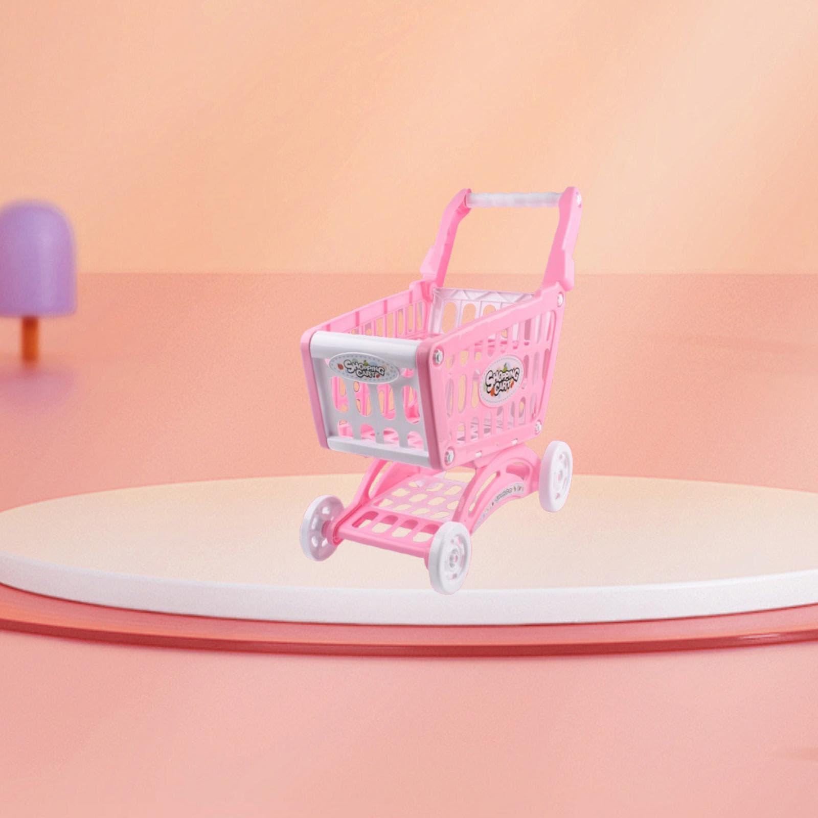 Carrito de Compras Juguete Simulación Supermercado Infantil Carrito de rol Educativo Empuje Interactivo Organización de Juguetes Adecuado para Niños, Rosa