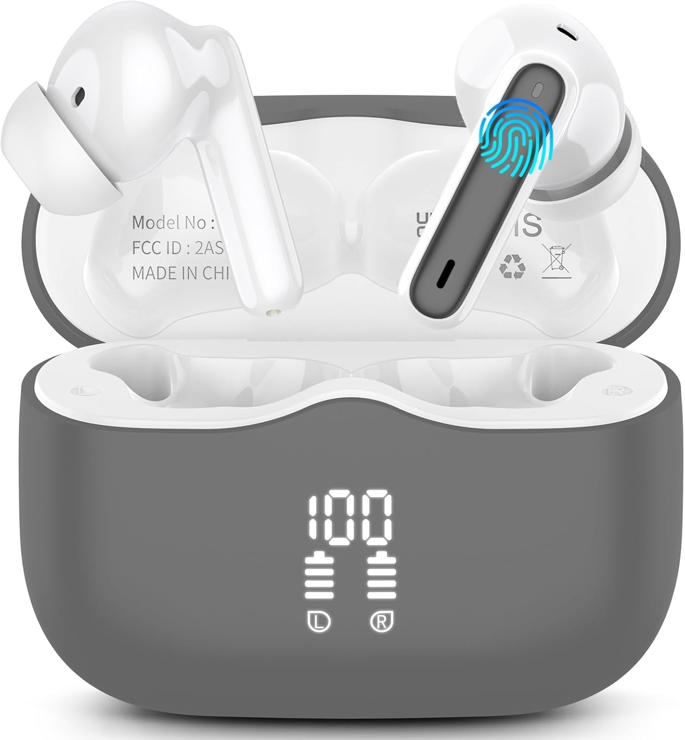 Wireless Earbuds, 2026 Bluetooth 5.4 Headphones in Ear with 4 ENC Noise Cancelling Mic, Wireless Earphones with HiFi Stereo, 40H Playtime, LED Display, Bluetooth Earbuds IP7 Waterproof, Light, USB-C — view 11