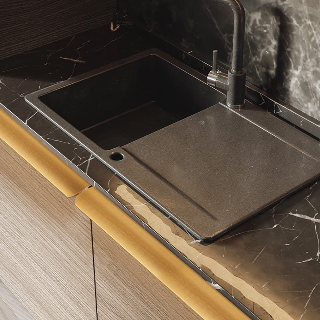 Tiradores ocultos, Tiradores Ocultos Pomo De Puerta Invisible Armario Cocina Tirador Borde Dedo Muebles Pomos Dorados 2 Piezas(Overall length 1200mm)