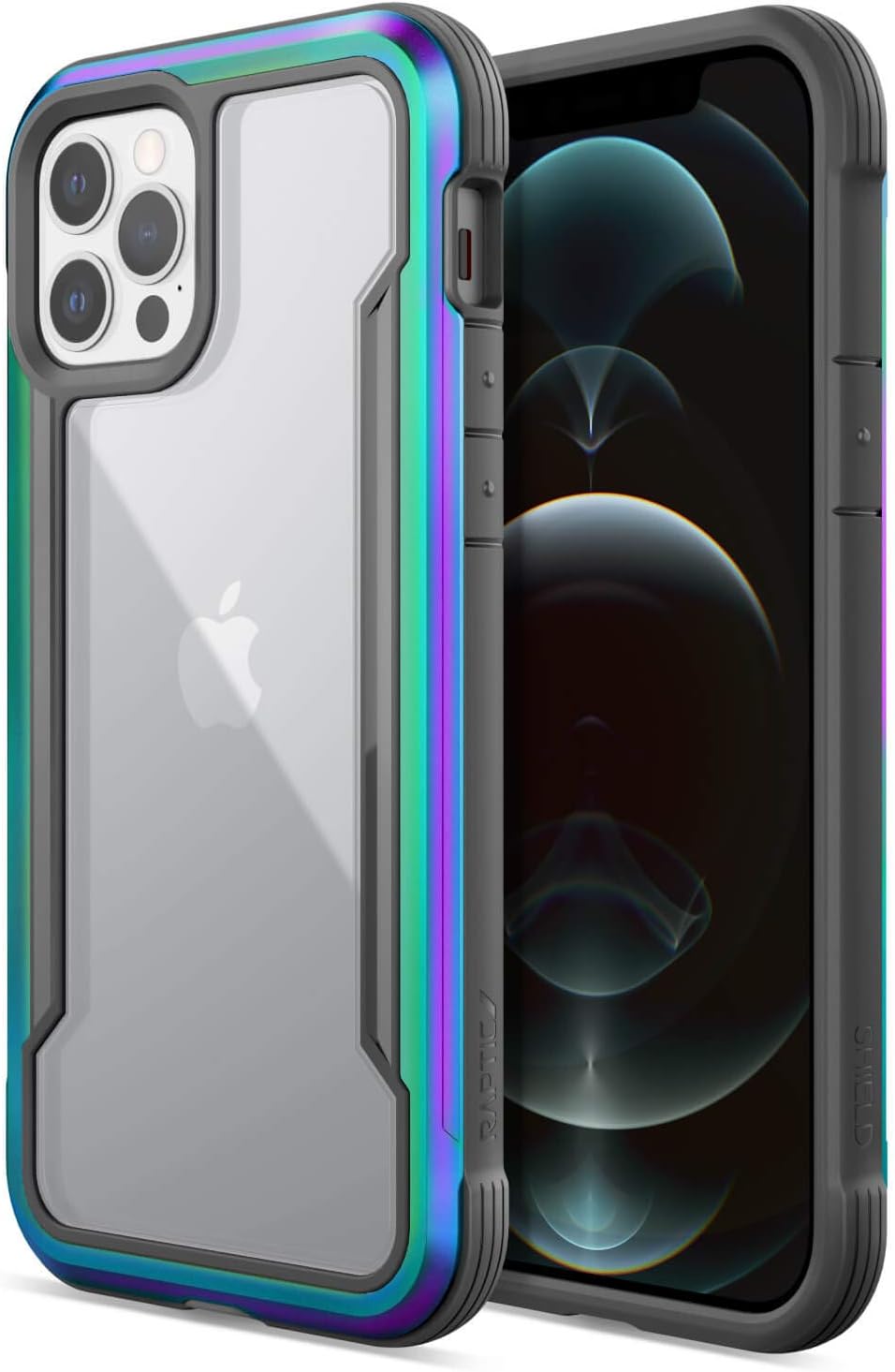 Raptic Shield Case Compatible with iPhone 12 Case & iPhone 12 Pro Case, Shock Absorbing Protection, Durable Aluminum Frame, 10ft Drop Tested, Fits iPhone 12 & 12 Pro, Iridescent