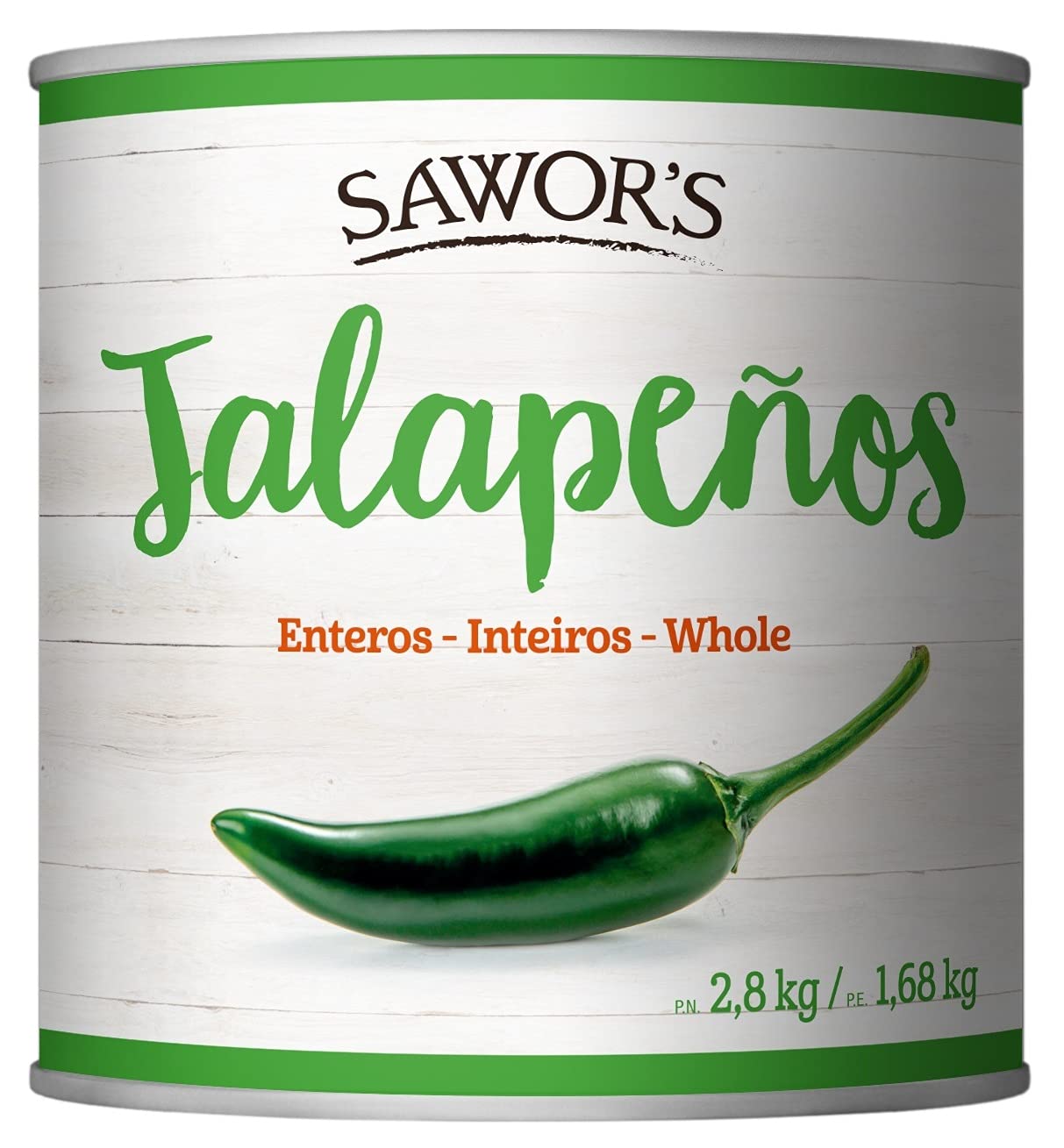 SAWORS - Whole Jalapeños, Spicy Jalapeno Pepper, Mexican Cuisine, Spicy For Meals - 2.8 kg, Chile