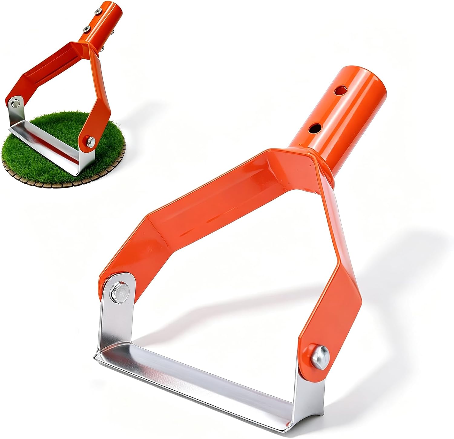 Stirrup Hoe, Heavy Duty Carbon Steel Scuffle Hoe (Orange)