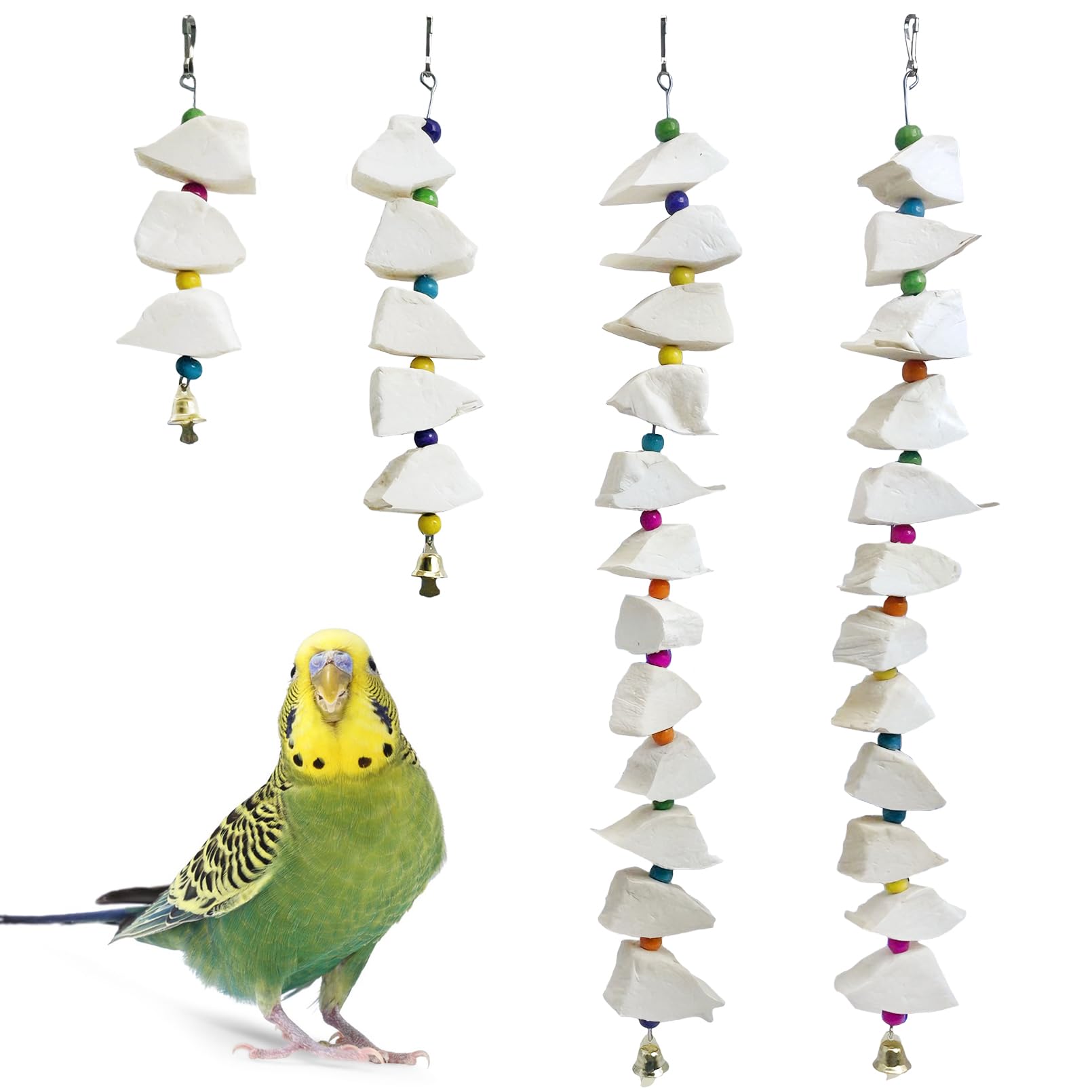 BNOSDM Bird Toys with Cuttlebone 4 Pcs Parakeet Beak Grinding Stone Natural