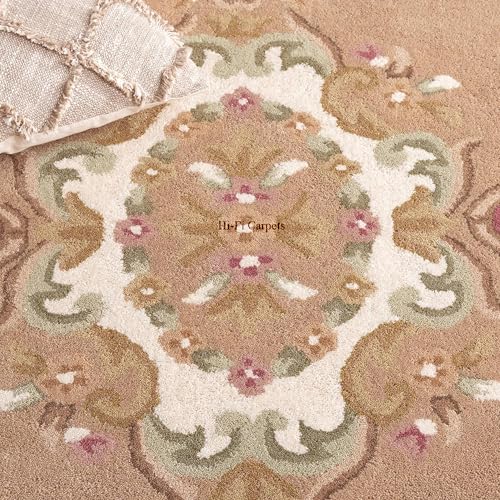 Image of 7x10 Ft Premium Wool Area Rug - Hand-Tufted Carpet for Stylish Living Rooms, Halls & Lounges