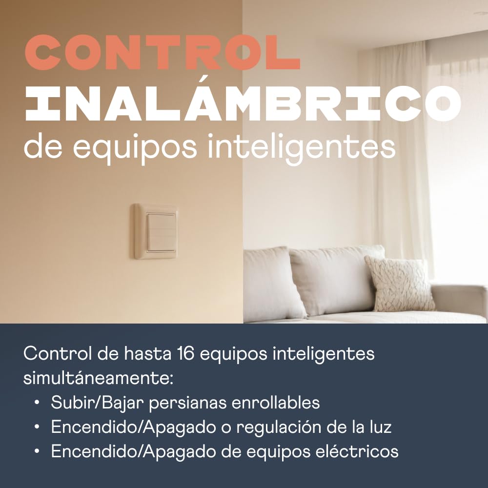 HOMEPILOT - Interruptor de pared Smart 1 grupo | Controla fácilmente dispositivos Smart Home. Para luces, calefacción o persianas. 1 interruptor, hasta 16 dispositivos.