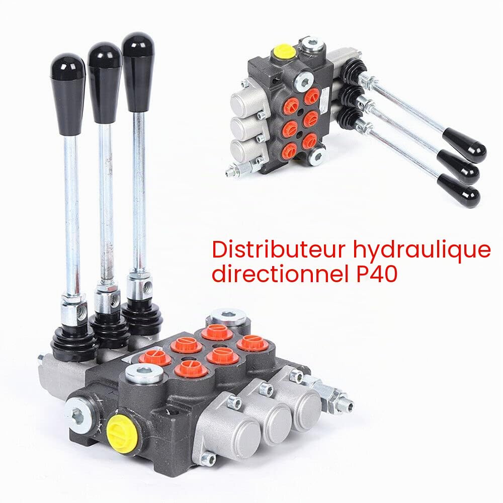 Vanne directionnelle hydraulique multi-voies 40 L/min 3 compartiments 13 GPM 3600PSI Vanne de commande hydraulique, actionnement manuel