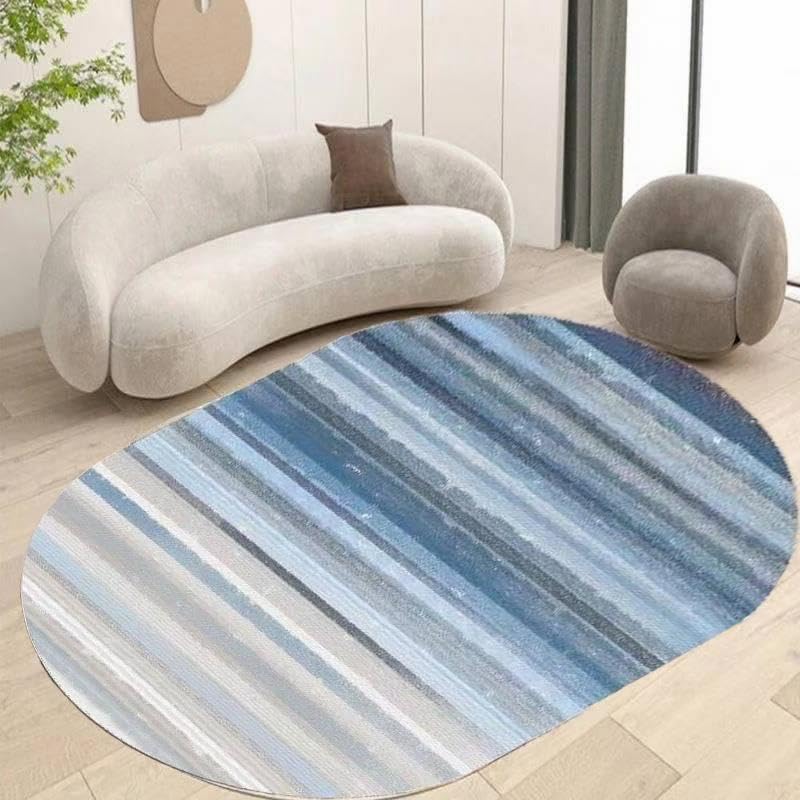 Tapis doux moderne bleu 150 x 240 cm lavable pour bureau et salon