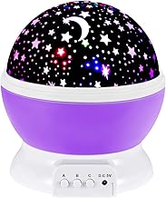 SnowCinda Brinquedos de luz noturna para crianças de 2 a 8 anos, luzes noturnas para crianças com rotação de 360 graus e mudança de luz de 8 cores, luz de projetor de estrela, presentes para meninas de 4 a 6 anos (roxo)