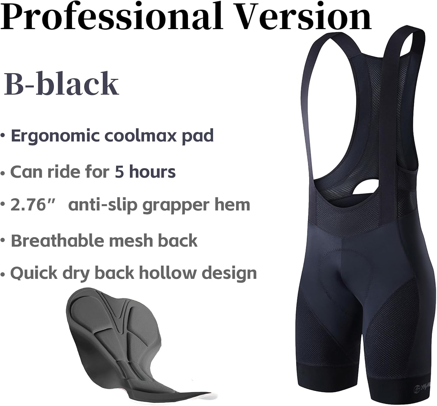 Cycling Bib Shorts for Men - Road Bike Bicycle Breathable Padded Riding Tights - Image 4