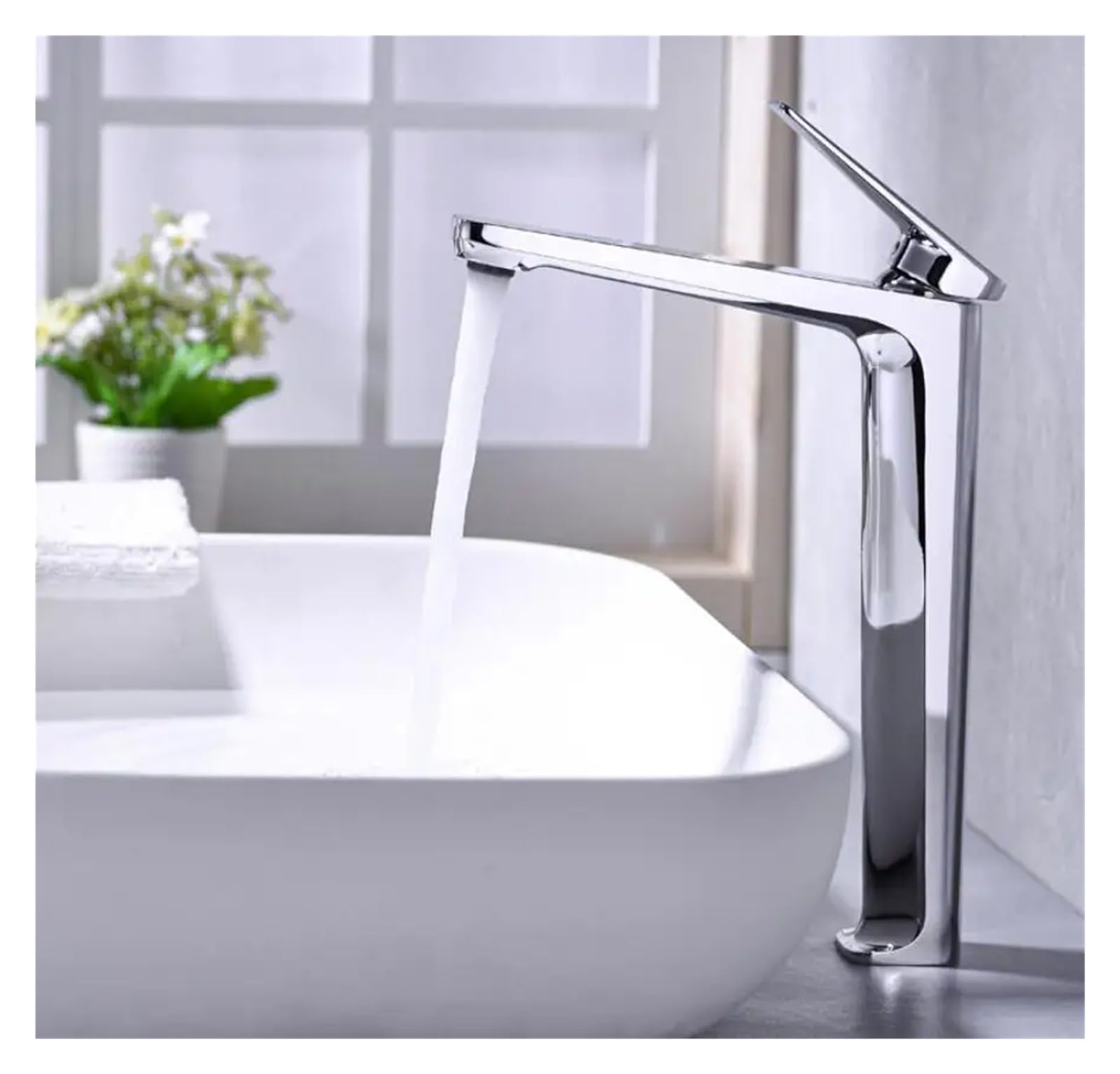 FCXWEVR Stylish Modern Gold & Gray Basin Faucet - Single Lever Hot & Cold Mixer Tap - Solid Brass Bathroom & Kitchen Sink Fixture for Elegant Spaces - Lavatory Accessory