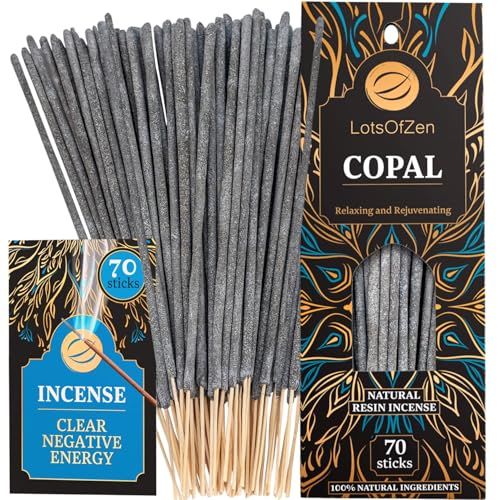 Copal Incense Sticks Smudge Kit (70 pcs) — 100% Pure Long Burning White Copal Resin Day of The Dead Incense from Mexico