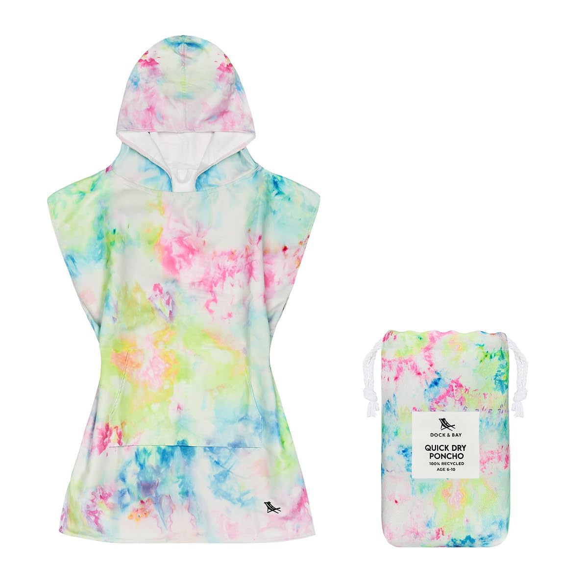 Dock & Bay Poncho with Hood - for Kids - Super Absorbent, Quick Dry - Includes Bag - Kids - Bubble Dreams, Small (Age 3 to 5) โ image 1