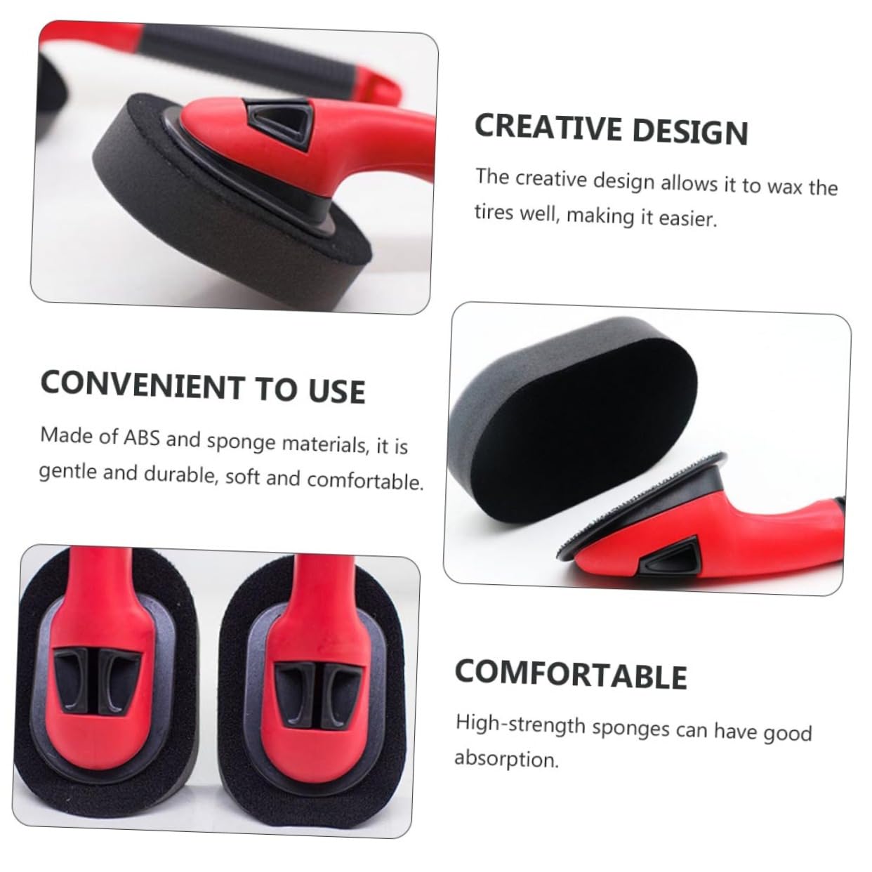 SHERCHPRY 3pcs Car Wheel Polishing Sponge Replaceable Wax Applicator for Tire Shine Auto Cleaning Supplies Easy to Use Wheel Care Tool