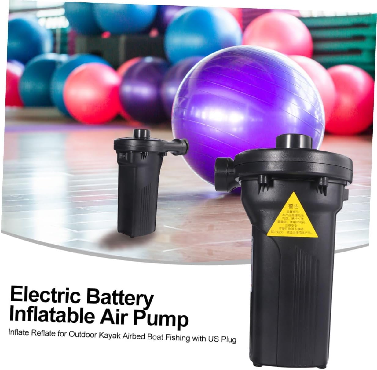 ABOOFAN Rechargeable Electric Air Pump with Lithium Battery Portable Inflatable Pump for Quick Inflate Deflate of Kayaks Air Beds and Sports Equipment US Plug Compatible Black