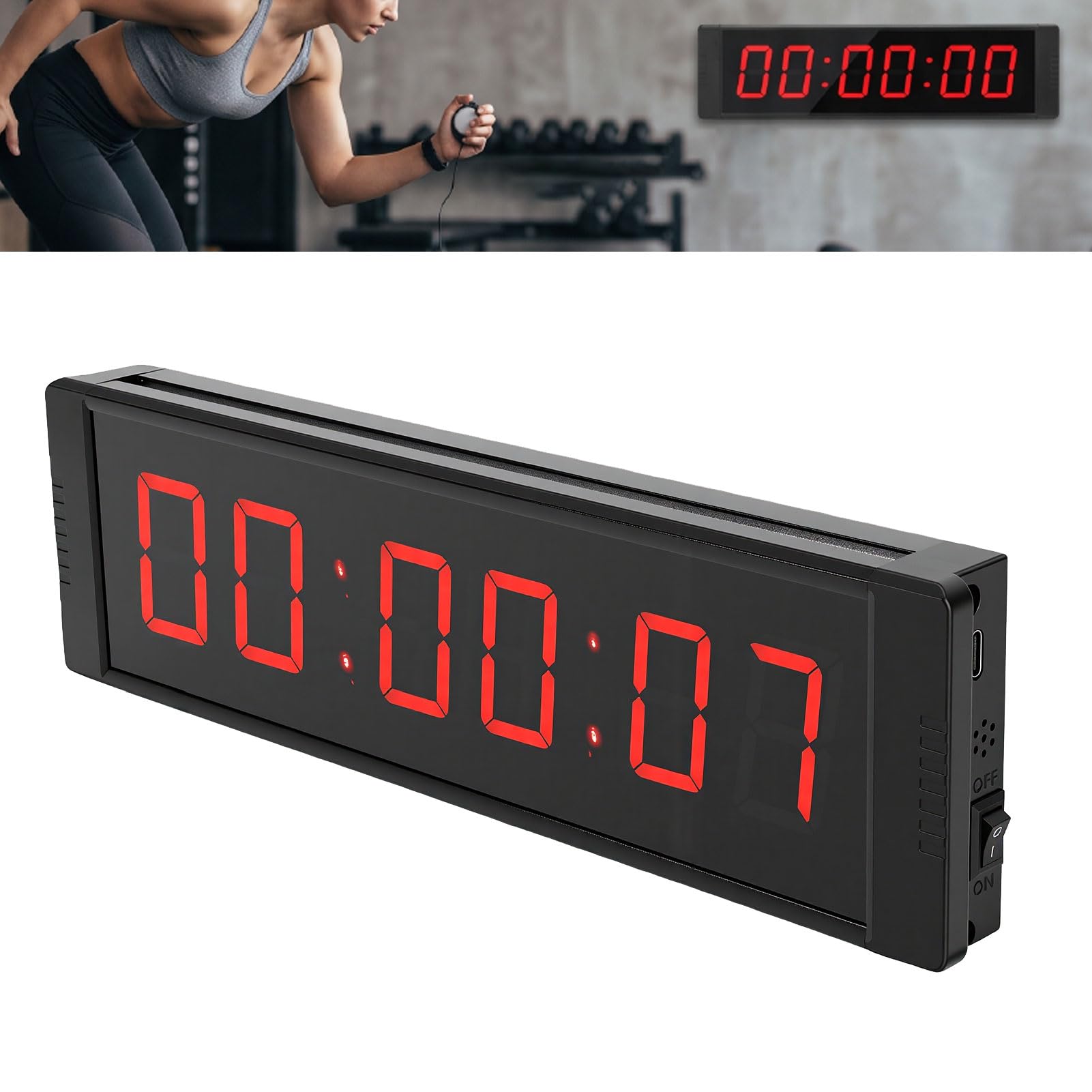 Fafeicy LED-Countdown-Uhr, 1,5 Zoll Großes Display mit Fernbedienung | Gym Studio Timer, 99-Stunden-Countdown, Stoppuhr, Intervalleinstellung, Aluminiumrahmen, 4000-mAh-, 30 m Reichweite