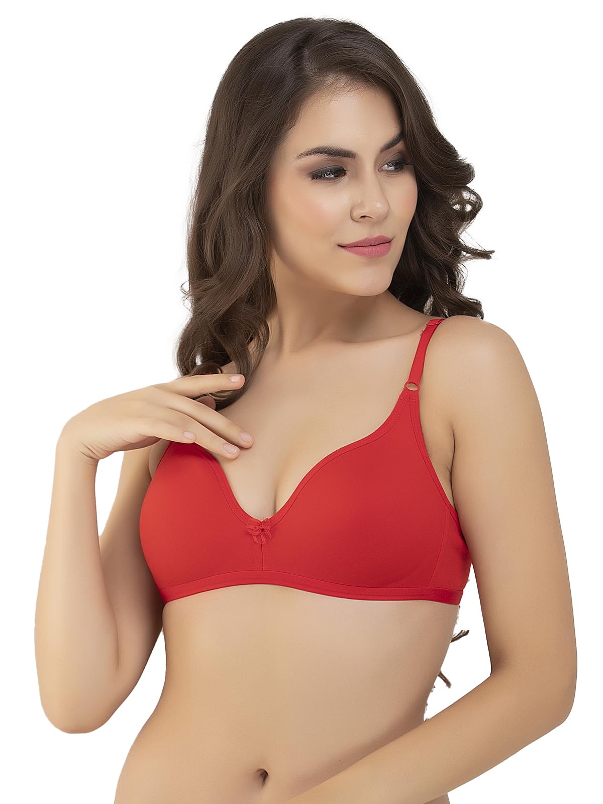 Clovia Cotton Non-Wired T-Shirt Bra, red, 38C
