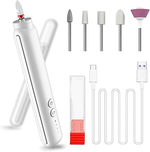 MAYCREATE® Electric Nail Drill Machine Kit, 5 Polish Bits,Adjustable Polishing Speed USB Rechargable Professional Nail Drill Machine Set for Various Nail Art Tools