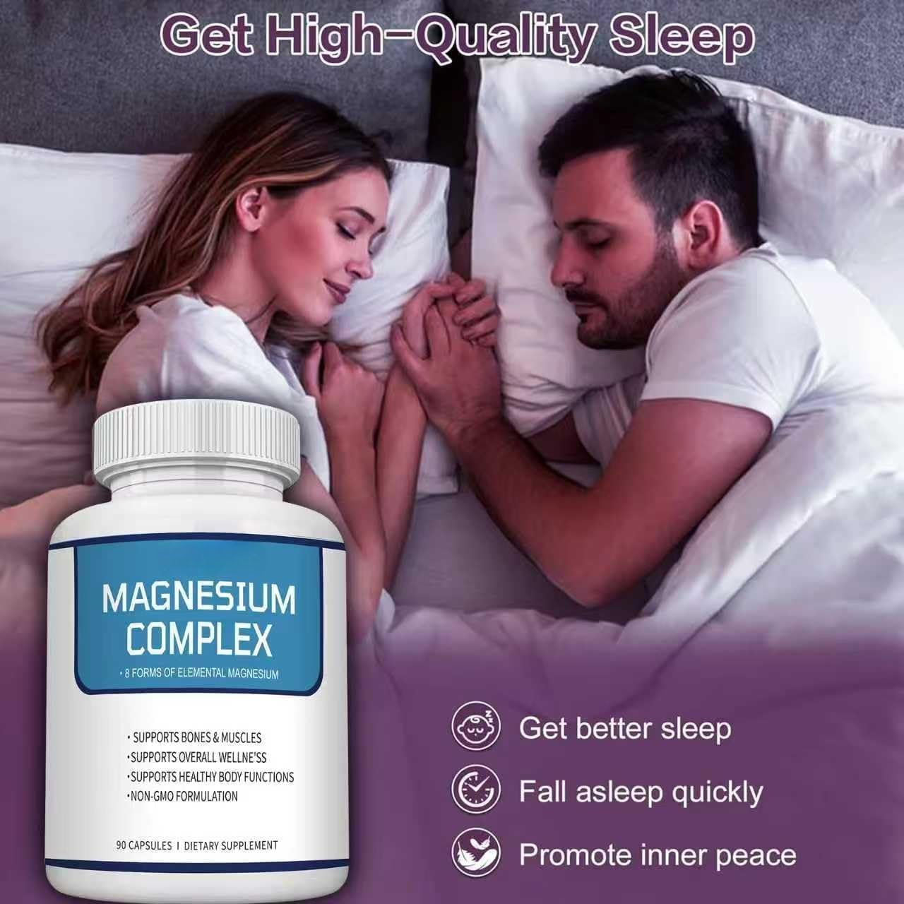 Lumine Organics Magnesium Complex Supplement 1000mg - Advanced 8-in-1 Magnesium Blend Vegan Non -GMO - Glycinate, Citrate, Malate, Taurate etc. Absorption for Bones, Muscle, Recovery, 90 Capsules 1Pcs