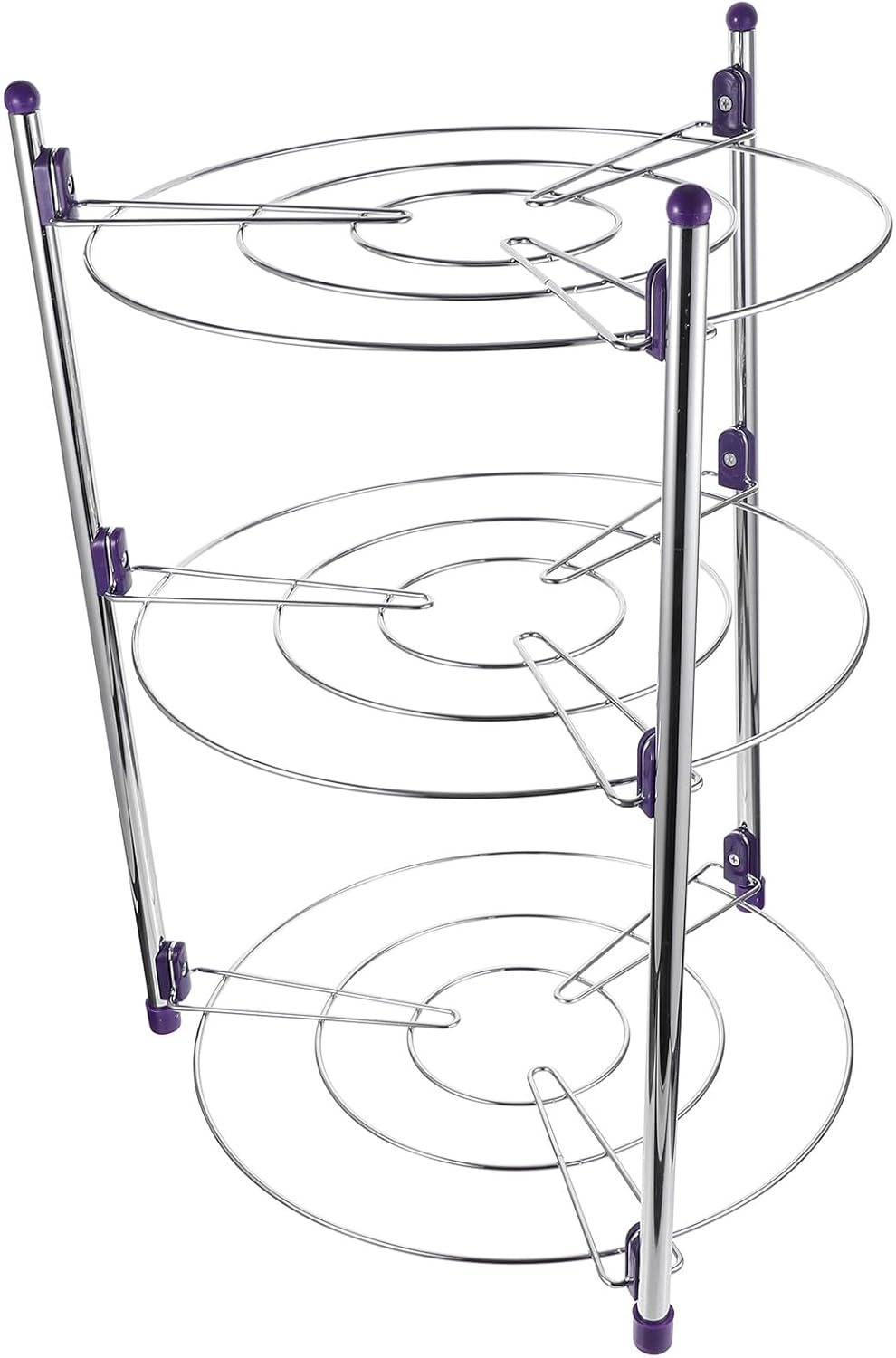 Toyvian Stainless Steel 3-tier Floor Pot Rack Multi-function Kitchen Organizer with Large Capacity for Pan and Pot Storage Household Cooking Supply