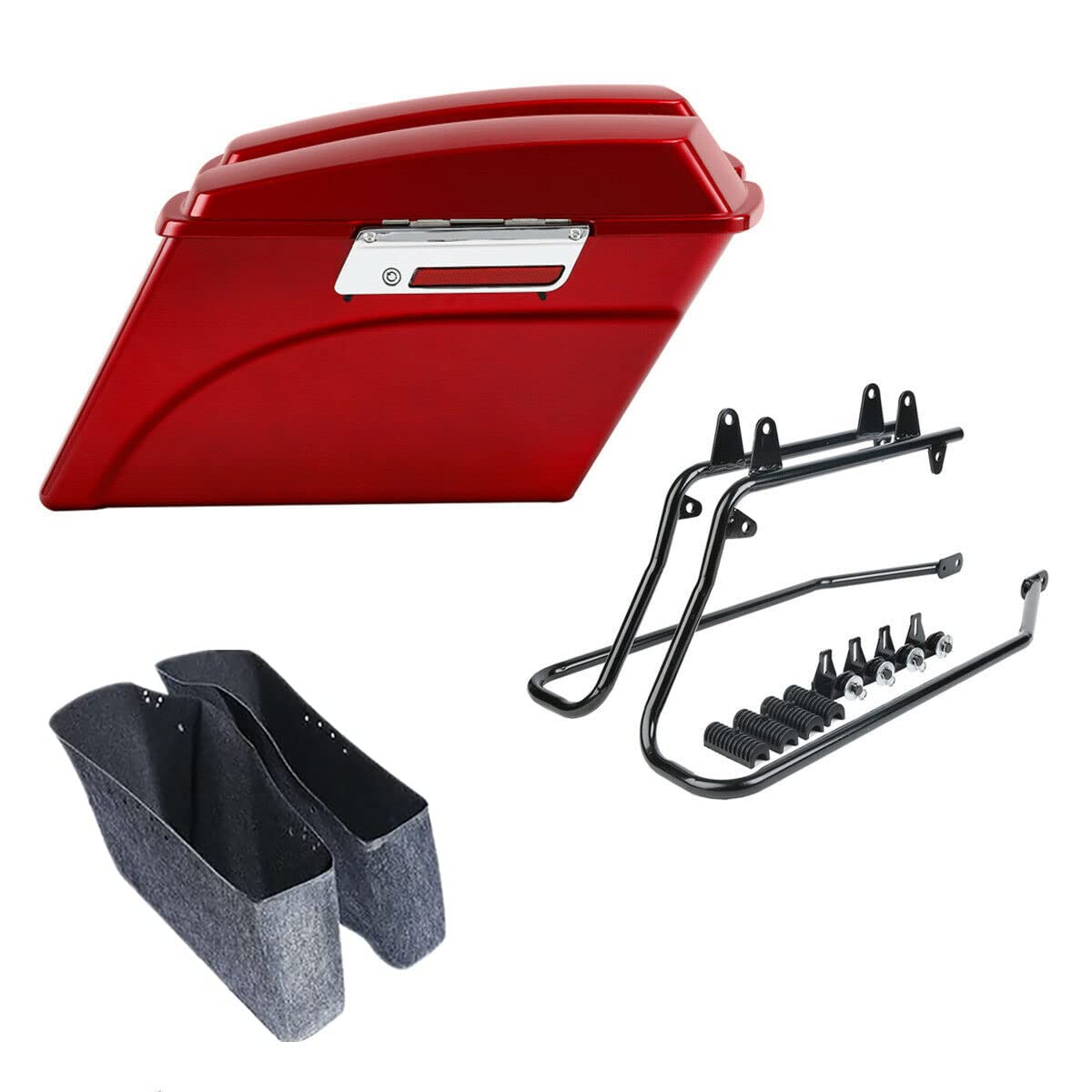 TCMT Hard Saddlebag &amp; Liners Carpet Insert + Conversion Bracket Kit Fits For Harley Heritage Softail Softail Deluxe 1984-2017(except for Deuce Model Softail Slim Models)